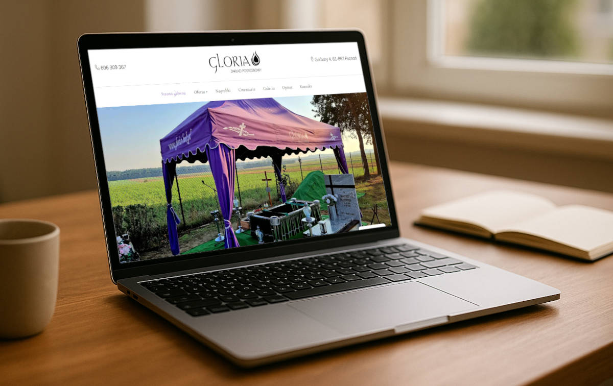 Usługi pogrzebowe Gloria na laptopie
