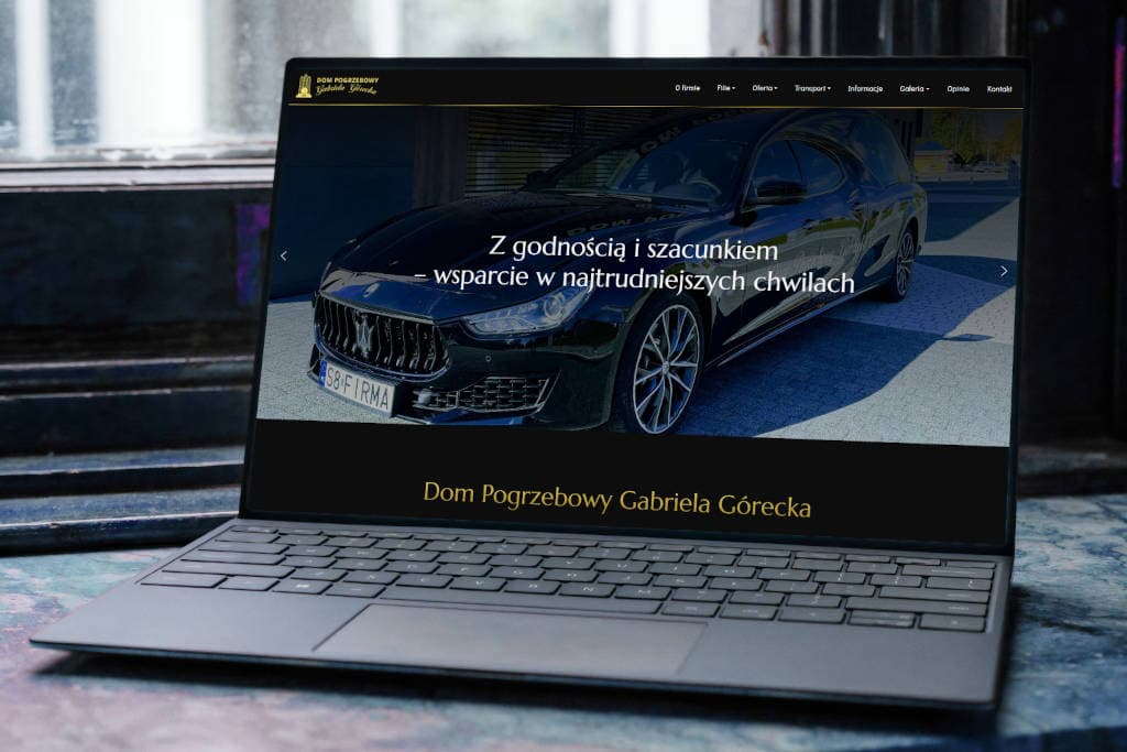 Firma pogrzebowa Gabriela Górecka na laptopie